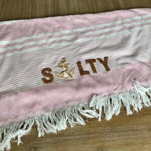 NWOT, Judith March, ‘Salty’ pink stripe Turkish beach towel, 58x52